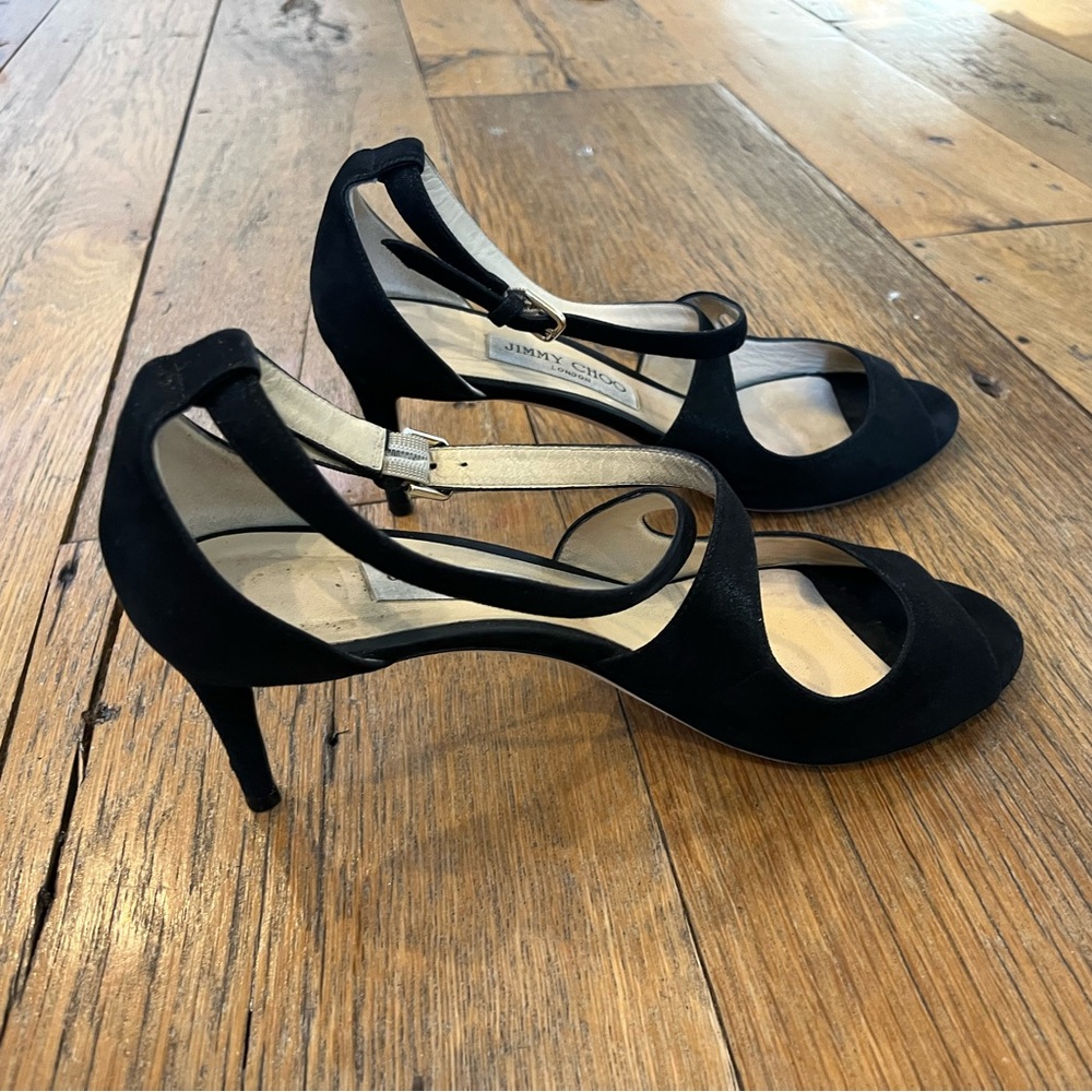 Jimmy choo black suede cross-strap heels, IT 39